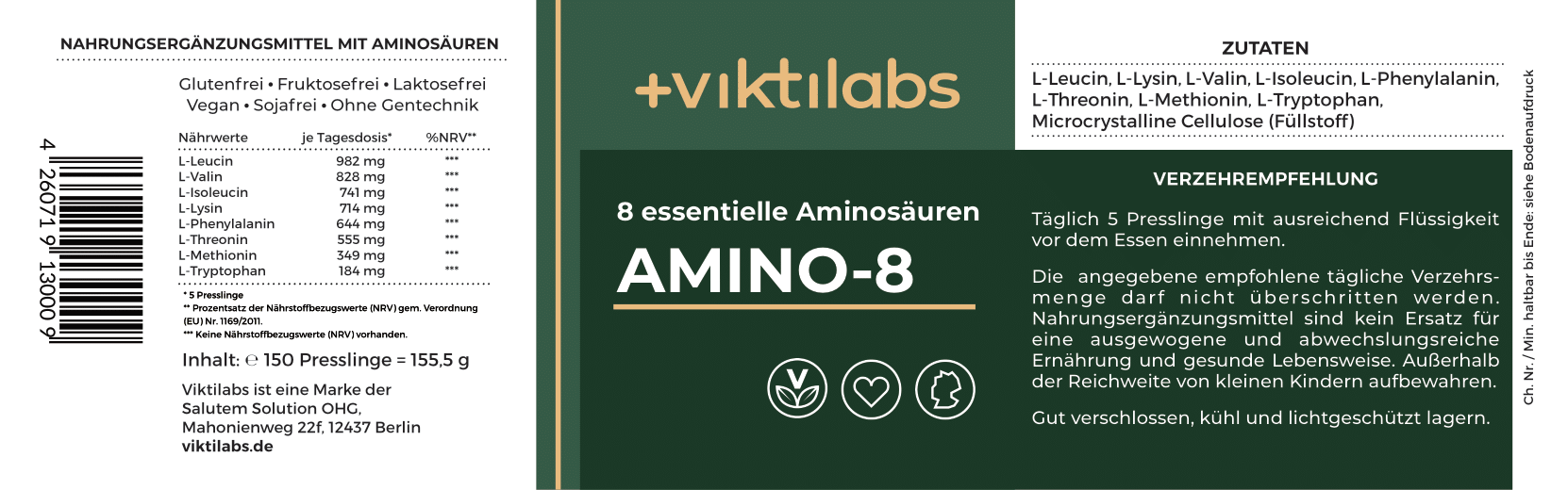 NL Offer Amino 8 – all essential amino acids in optimal combination - 150 tablets