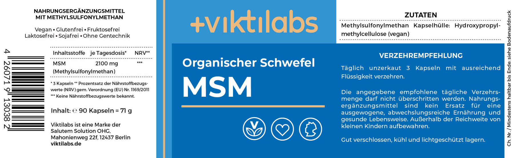 MSM – Organischer Schwefel - 90 Kapseln