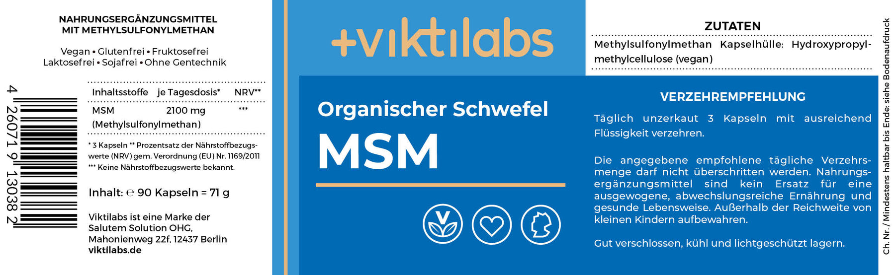 MSM – Organischer Schwefel - 90 Kapseln
