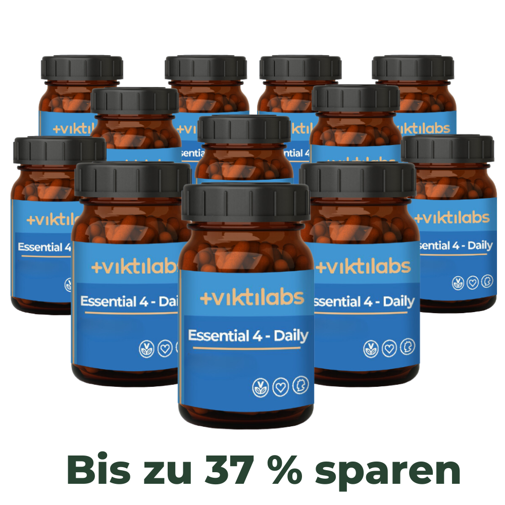 Bestellkampagne für Essential 4-Daily (120 Kapseln)- bis zu 37 % sparen und ab 19,94 € pro Glas