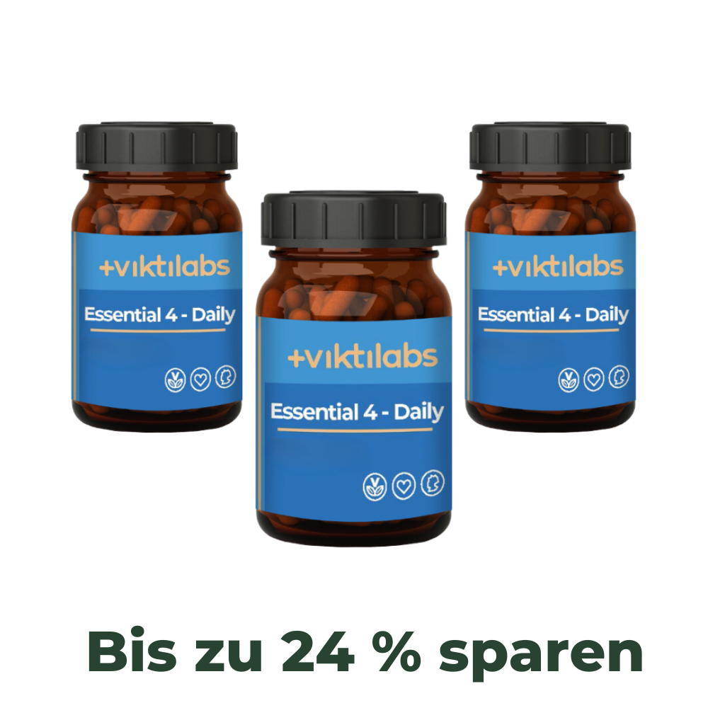 Bestellkampagne für Essential 4-Daily (120 Kapseln)- bis zu 37 % sparen und ab 19,94 € pro Glas