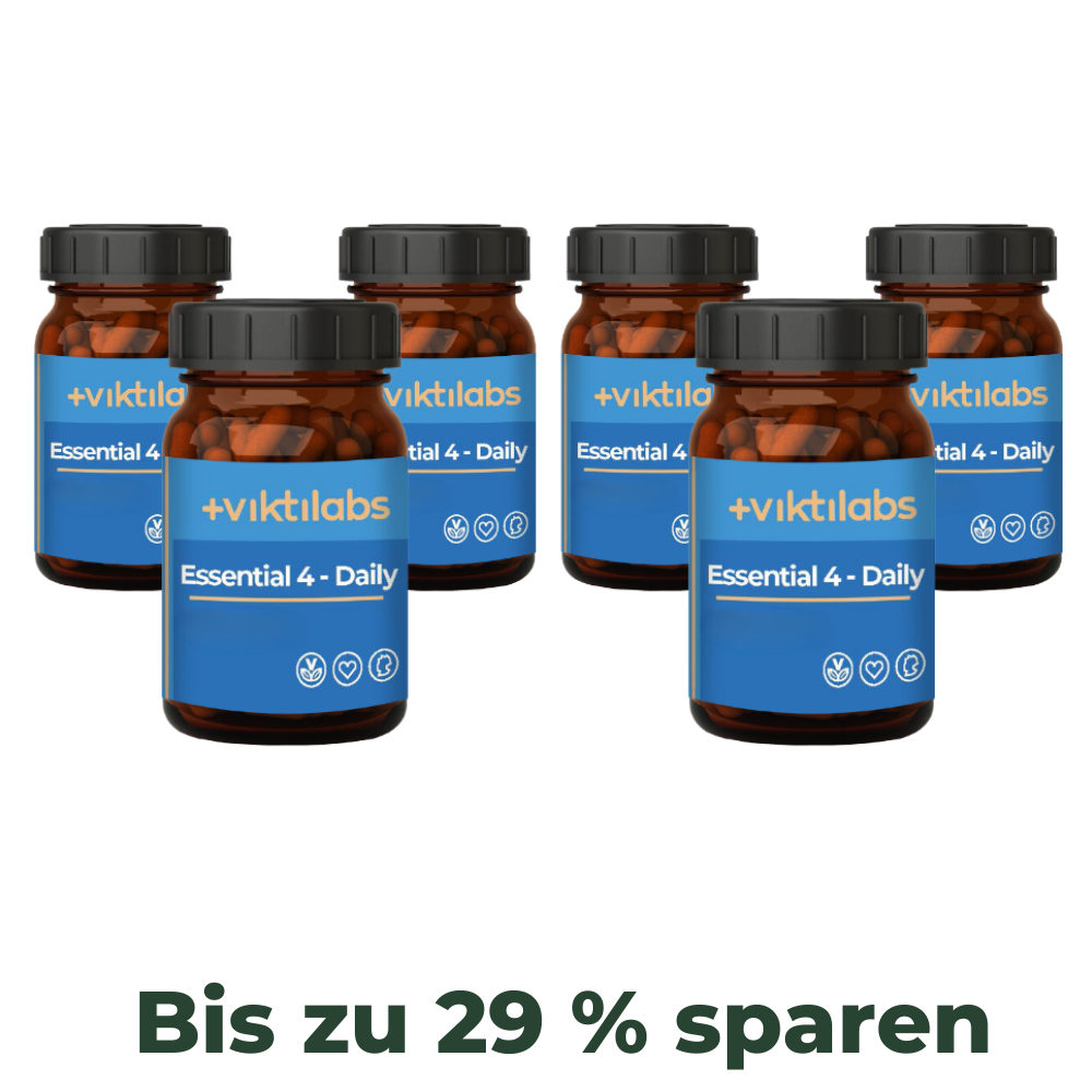 Bestellkampagne für Essential 4-Daily (120 Kapseln)- bis zu 37 % sparen und ab 19,94 € pro Glas