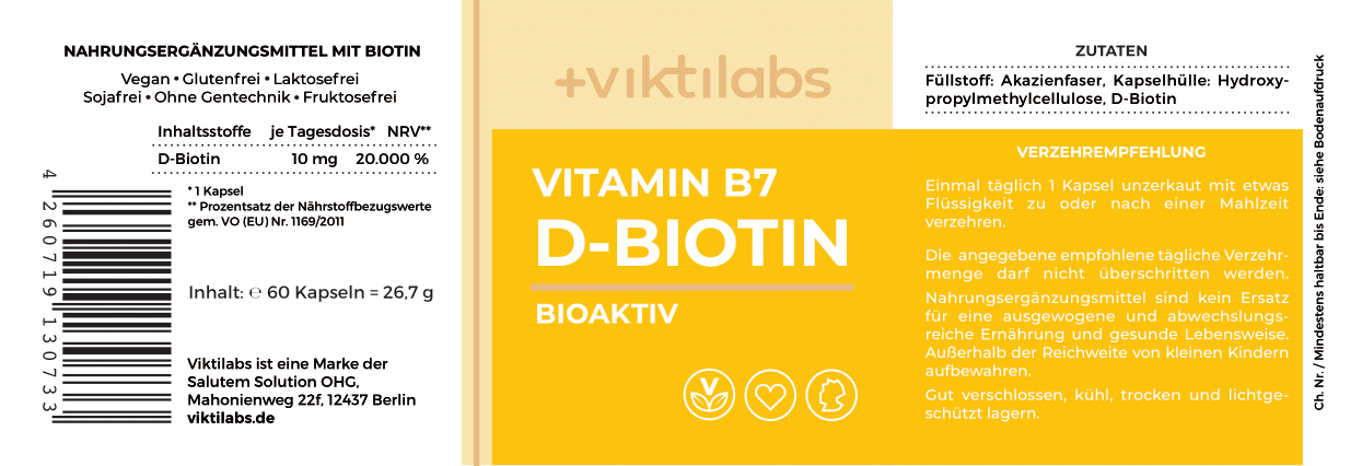 Vitamin B7 - D-Biotin (Bioaktiv) - 60 Kapseln