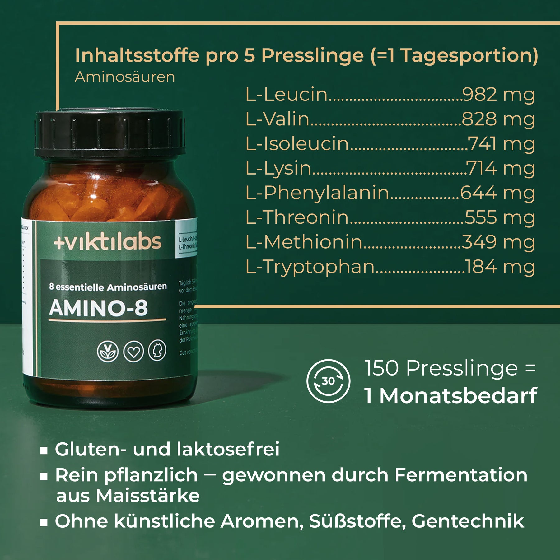 Amino 8 – alle essentiellen Aminosäuren in optimaler Kombination - nach dem Vorbild von Prof. Dr. Lucà-Moretti - 150 Presslinge