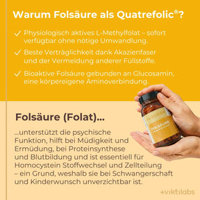 Folsäure Kapseln: mit 400 µg bioaktivem L-Methylfolat (Quatrefolic®)