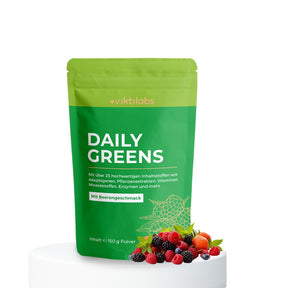 Daily Greens con sabor a bayas: más de 25 ingredientes activos procedentes de adaptógenos, extractos vegetales y enzimas
