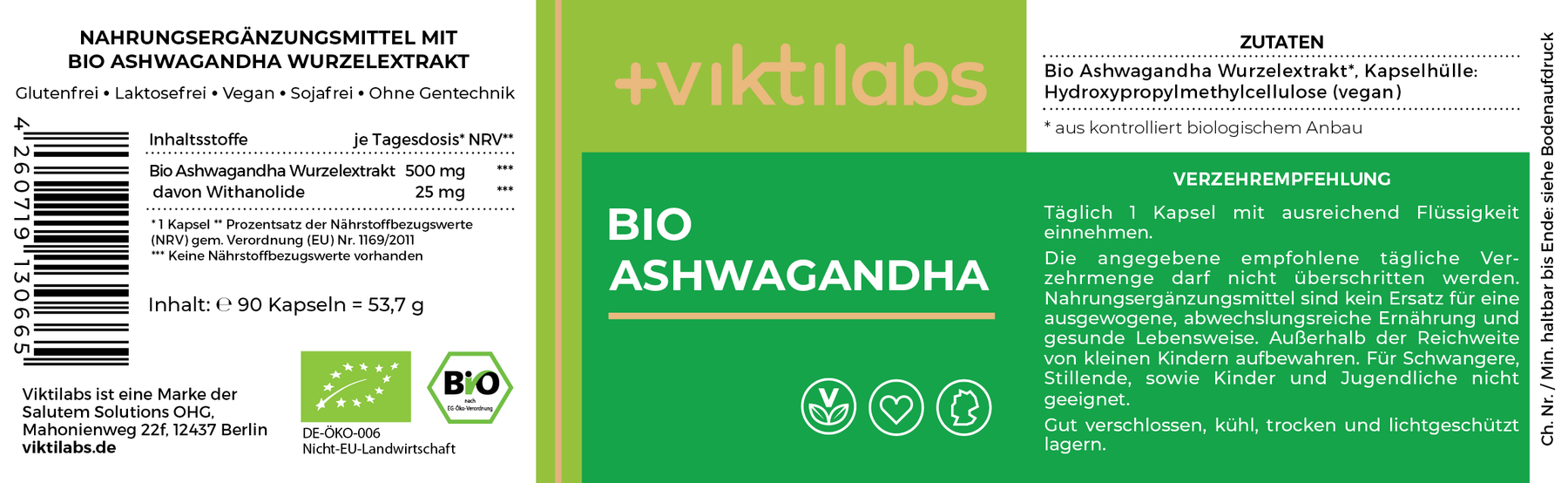 Bio Ashwagandha - reich an Withanoliden - 90 Kapseln