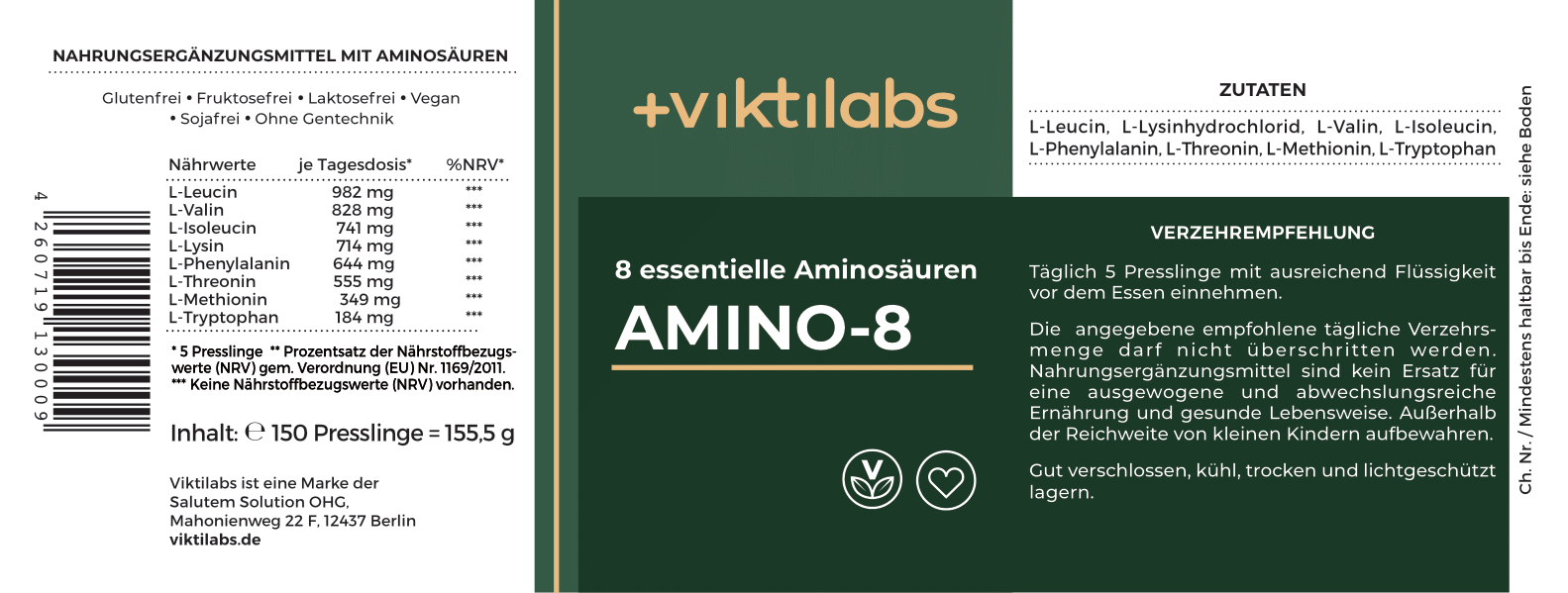 Bestellkampagne für Amino-8 nach dem Vorbild von Prof. Dr. Lucà-Moretti (150 Presslinge)- bis zu 38 % sparen und ab 14,73 € pro Glas