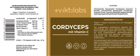 Premium Cordyceps Vitalpilz - 70 Kapseln mit Vitamin C