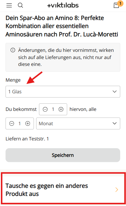 Ich möchte ein anderes Produkt oder eine andere Menge