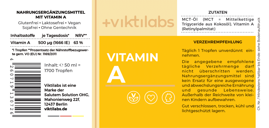 Vitamin A – in hochwertigem MCT-Öl gelöst - 50ml